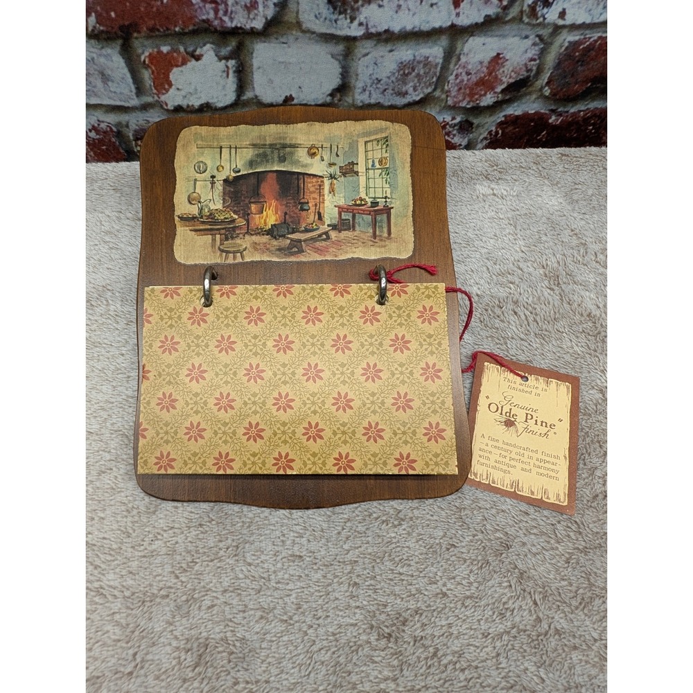 Vintage Three Mountaineers Wood Recipe Stand Olde Pine Finish Hearth Scene